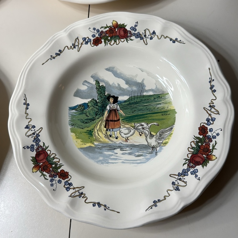 Sarreguemines Obernai Soup Salad 9”Bowls Set of 4 Vintage H Loux Made in France - Picture 5 of 10